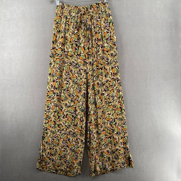 ASTR The Label Pants - ASTR the Label Femi Wide Leg Boho Pants Womens S Black Multi Elastic Waist
